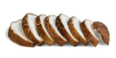 Shiitake Mushrooms sliced isolated on white background photo