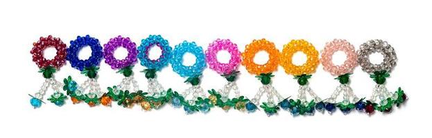 colorful garland crystal beads pattern style thai isolated on white background photo