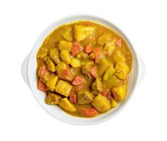 curry de cerdo con plato aislado en fondo blanco, incluye trazado de recorte foto