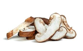 Shiitake Mushrooms sliced isolated on white background photo