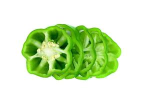 green slice sweet bell pepper isolated on white background photo