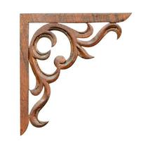 element wood carving with style Thai pattern art isolated on white background ,include clipping path photo