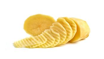 peeled potatoes isolated on white background photo