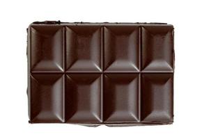 Dark chocolate bar isolated on white background photo
