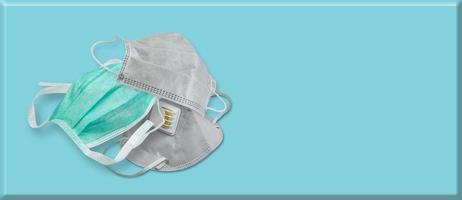 protective face mask isolated on blue background photo