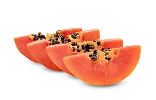 Ripe papaya slice isolated on white background photo