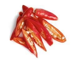 sliced red chili isolated on white background photo