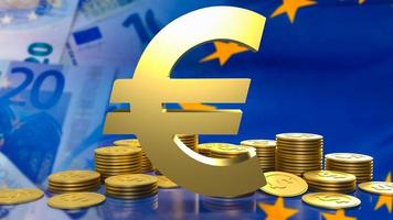 The eu symbol and gold coins for business concept 3d rendering photo