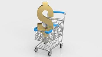 The dollar gold symbol on shopping cart for business concept 3d rendering photo