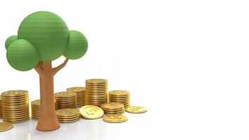 The tree and gold coins  for ecology or business concept 3d rendering photo