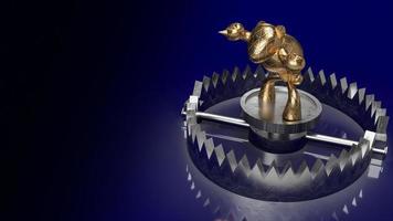 gold bear in trap for business concept 3d rendering photo