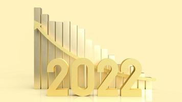 The gold number 2022 and chart for business concept 3d rendering photo