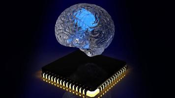 cerebro y ic para ai o concepto de tecnología renderizado 3d foto