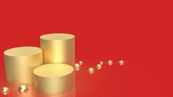 The gold podium on red background for showcase or present concept 3d rendering photo