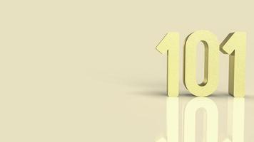 101 gold number for beginner concept 3d rendering photo