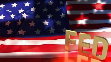 The gold text fed on Usa flag background for business concept 3d rendering photo