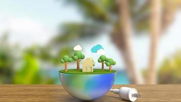 earth and electric plug for environment or ego system concept 3d rendering photo