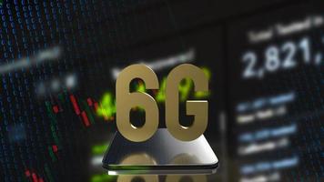 gold 6g on tablet and business background for technology  concept 3d rendering photo