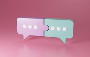 Speech bubble connection, successful communication or business agreement, opinion sharing concept, 3D illustration. photo