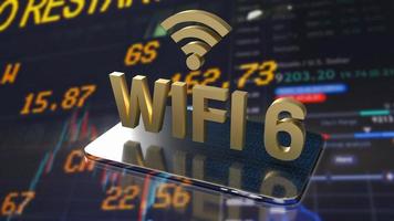 el wifi6 dorado en el teléfono inteligente para internet o tecnología concepto 3d renderizado foto