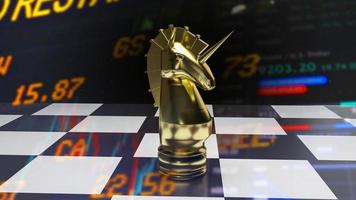 gold unicorn chess for business concept 3d rendering photo