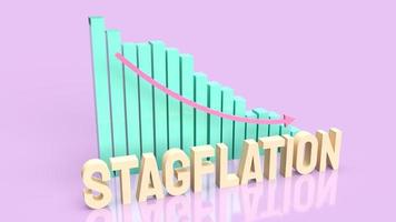 The stagflation text and chart for business concept 3d rendering photo