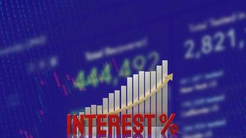 The red interest text and chart on business background 3d rendering photo