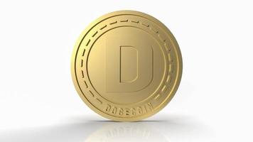 el dogecoin de oro sobre fondo blanco para la representación 3d de contenido de criptomonedas foto