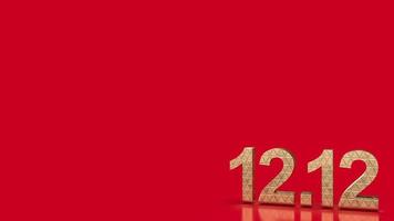 el número de oro 12.12 sobre fondo rojo para el concepto de promoción de venta representación 3d foto