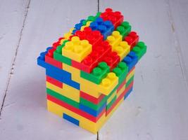 home multicolour toy brick for kid or property business concept photo