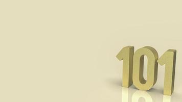 101 gold number for beginner concept 3d rendering photo