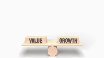 The word  value and growth on wood  for business concept 3d rendering photo