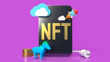 The nft or Non Fungible Token for art and technology concept 3d rendering photo