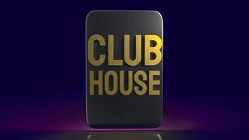 The tablet and gold word club house for background 3d rendering. photo