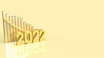 The gold number 2022 and chart for business concept 3d rendering photo