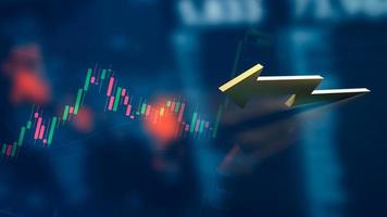 The gold arrow up on business chart background 3d rendering photo