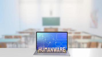 The humanware  word and gold chesson on notebook in class room for business or technology concept 3d rendering photo