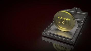 The ust coin on trap for business or cryptocurrency concept 3d rendering photo