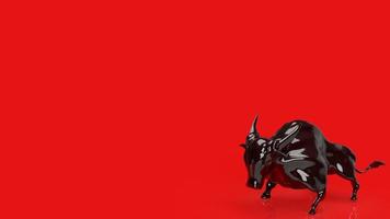 The black bull on red background for business concept 3d rendering photo