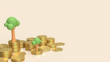 The tree and gold coins for business concept 3d rendering photo