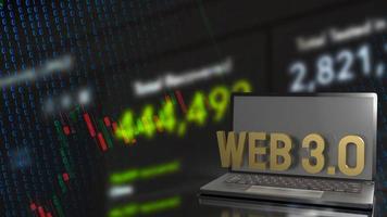 The Web 3.0 white text on notebook in business  background  for technology concept 3d rendering photo