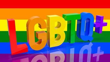 el texto lgbtq multicolor para la representación 3d del concepto transgénero foto