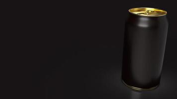 The black aluminium  can and gold cop for food and drink or eco concept 3d rendering photo