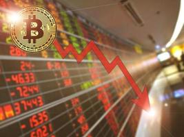Bitcoin Crisis The picture shows the devaluation of bitcoins. photo