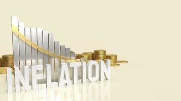 The white inflation text and  chart  for business concept 3d rendering photo