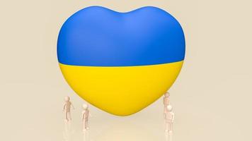 The 3d heart Pray and wood figure For Ukraine peace and Save Ukraine from Russia photo