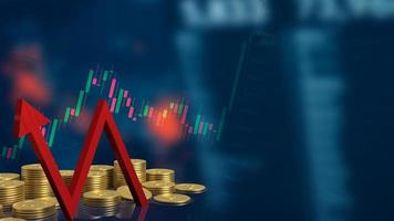 The red arrow and gold coins on business background  3d rendering photo