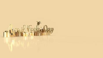 The gold word April fools day and gift box for holiday concept 3d rendering photo