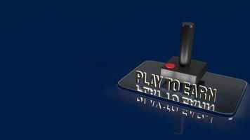 The joystick and play to earn text for game nft or technology  concept 3d rendering photo