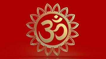 el ohm hindú o el oro om para el concepto de religión representación 3d foto
